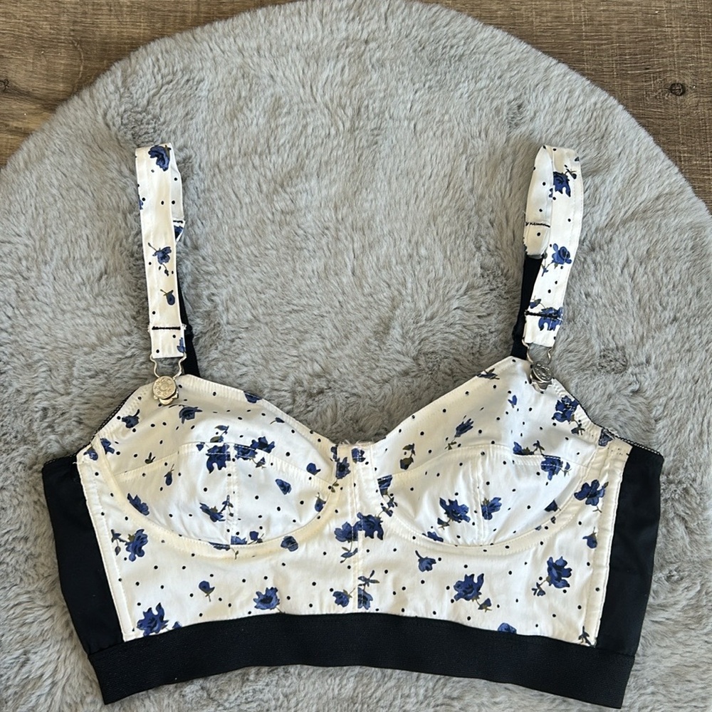 Bebe Floral Bustier Crop Top XS